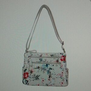 Women's Floral Crossbody Bag in White - Lightweight Everyday Shoulder Bag